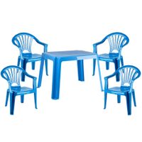 Kunststof kindertuinset tafel met 4 stoelen blauw