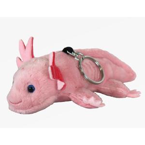 Pluche knuffeldier Axolotl sleutelhanger - roze - 10 cm - Waterdieren thema