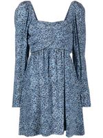 GANNI robe courte en crêpe à fleurs - Bleu