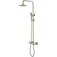 Thermostatische Regendoucheset 20cm - Ronde & Staafhanddouche - Geborsteld Goud