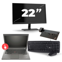 Lenovo ThinkPad T440s - Intel Core i7-4e Generatie - 14 inch - Touch - 8GB RAM - 240GB SSD - Windows 10 Home + 1x 22 inch Monitor