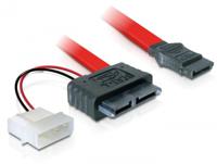 DeLOCK Cable SATA Slimline female + 2pin power > SATA SATA-kabel 0,3 m Rood - thumbnail
