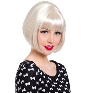 Luxe platinum blonde boblijn damespruik