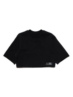 MM6 Maison Margiela Kids sweat crop à effet usé - Noir