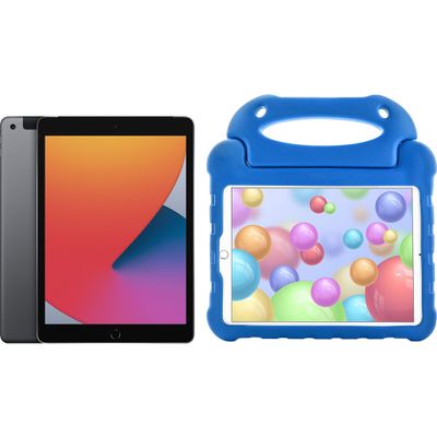 Apple iPad (2020) 10.2 inch 32 GB Wifi + 4G Space Gray + Kinderhoes Blauw Apple iPad (2020) 10.2 inch 32 GB Wifi + 4G Space Gray + Kinderhoes Blauw