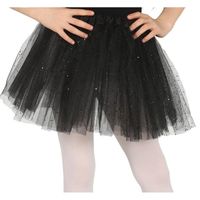 Petticoat/tutu verkleed rokje zwart glitters 31 cm voor meisjes - thumbnail