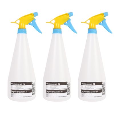 10x Plantenspuiten/waterspuiten 1 liter transparant/geel/blauw