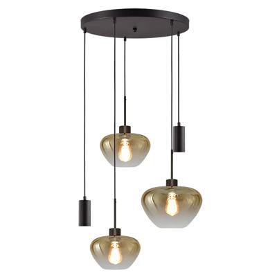 Masterlight Hanglamp Genua 3+2 lichts Ø 50 cm amber zwart