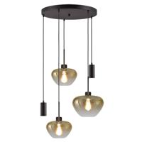 Masterlight Hanglamp Genua 3+2 lichts Ø 50 cm amber zwart