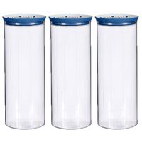 5x stuks kunststof voorraadpot/bewaarpot transparant met deksel L12 x B12 x H28 cm - 2200 ML