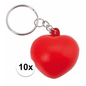 10x Stressbal sleutelhanger hartje 3,6 cm