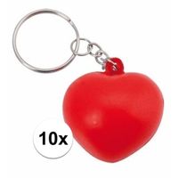 10x Stressbal sleutelhanger hartje 3,6 cm