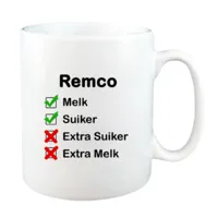 Mok met naam Checklist (wit)