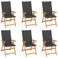 Tuinstoelen 6 st met antracietkleurige kussens massief teakhout