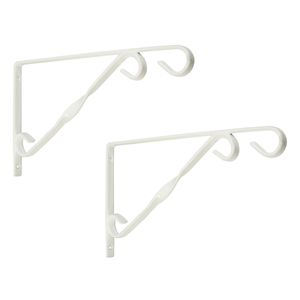 2x stuks muurhaken wit 18.5 x 30 cm - geplastificeerd verzinkt staal - hanging basket haak