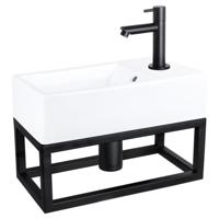 Differnz Force fonteinset keramiek - kraan recht - met handdoekrek - 40 x 22 x 11.5 cm - mat zwart