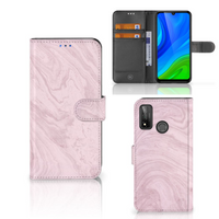 Huawei P Smart 2020 Bookcase Marble Pink - Origineel Cadeau Vriendin - thumbnail