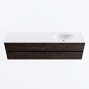 MONDIAZ VICA 180cm badmeubel onderkast Dark Brown 4 lades. Wastafel MOON rechts zonder kraangat, kleur Talc.