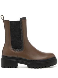 Brunello Cucinelli bottines chelsea à talon épais - Marron