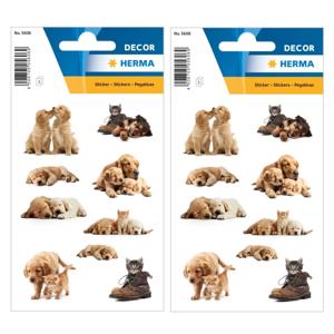 Stickers honden en katten - 54x - puppy en poezen - dieren stickers