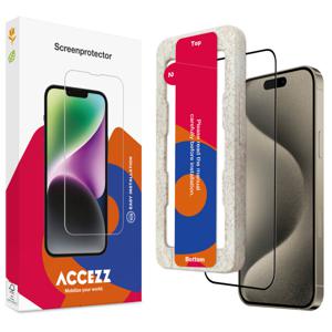 Accezz Gehard Glas Full Cover Screenprotector met applicator iPhone 15 Pro Smartphone screenprotector Transparant