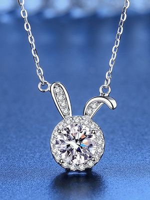 Eenvoudig Konijn Hoofd Moissanite Halsketting