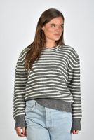 Ami Paris trui Striped Cut Out UKS027.KN0017 grijs