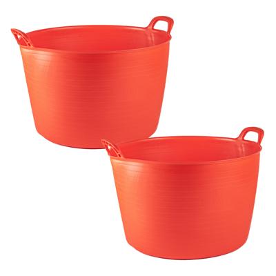 Flexibele kuip of emmer - 2x - rood - 75 liter - stevig kunststof - 58 x 55 cm - Extra groot