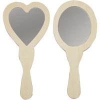 Creativ Company Versier je houten handspiegel, 2st. 25cm