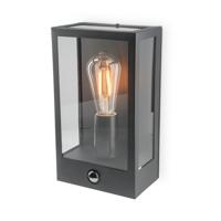 HOFTRONIC™ Stella PIR LED wandlamp - bewegingssensor - schemerschakelaar - excl. E27 lichtbron - max. 60 watt - IP44 - Zwart - voor buiten