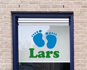 Geboortesticker raam babyvoetjes met naam