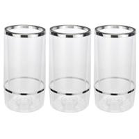 Wijnkoeler transparant kunststof - Set van 3x stuks - 12 x 23 cm - Champagnekoeler - Flessenkoeler