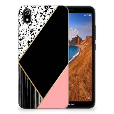 Xiaomi Redmi 7A | TPU Hoesje | Zwart Roze Vormen
