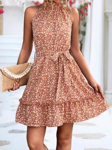 Halter Casual Dress With No