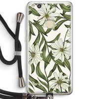 Wit bloemenpatroon: Huawei Ascend P10 Lite Transparant Hoesje met koord