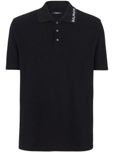 Balmain polo en coton à logo brodé - Noir