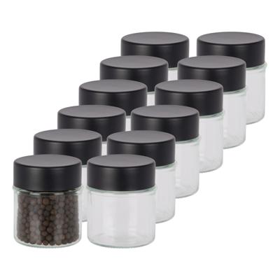 Excellent Houseware Kruidenpotjes - 12x stuks - 50 ml - glas - met rvs deksel - luchtdicht