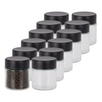 Excellent Houseware Kruidenpotjes - 12x stuks - 50 ml - glas - met rvs deksel - luchtdicht