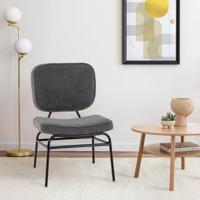 Gestoffeerde Accentstoel Sherpa Leesstoel met Sponsvulling Verstelbare Glijders & Metalen Frame Moderne Stoel 55 x 56 x 87 cm