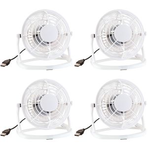 Set van 4x stuks mini bureau ventilator wit USB 14 cm