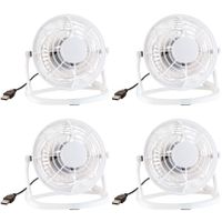 Set van 4x stuks mini bureau ventilator wit USB 14 cm