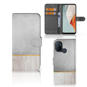 OnePlus Nord N100 Book Style Case Wood Concrete