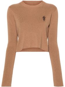 AMIRI pull crop à logo brodé - Marron