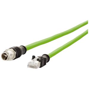 Metz Connect 142M2X15020 M12 Netwerkkabel, patchkabel CAT 6A S/FTP 2.00 m Groen PUR-mantel, Zuurbestendig, Ozonbestendig, UV-bestendig, Geschikt voor