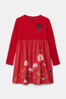 Trapezejurk met bloemen - RED - 3/4