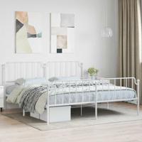 Bedframe met hoofd- en voeteneinde metaal wit 193x203 cm - thumbnail