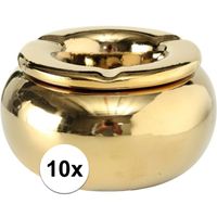 10x Gouden terras asbakken/storm asbakken 14 cm