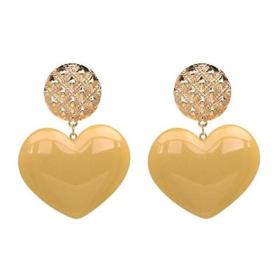 Perzik hart oorbellen retro serie acryl Stud Oorbellen voor vrouwen (kaki)