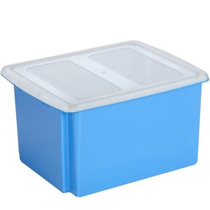 Sunware opslagbox kunststof 32 liter blauw 45 x 36 x 24 cm met deksel - Opbergbox