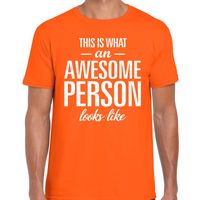 Awesome Person tekst t-shirt oranje heren - thumbnail